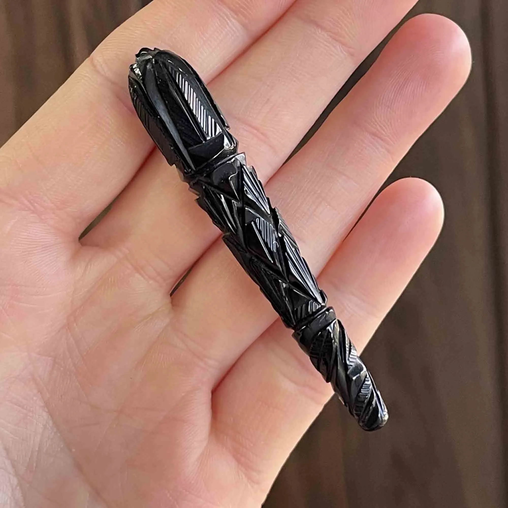 Antique Carved Whitby Jet Victorian Brooch