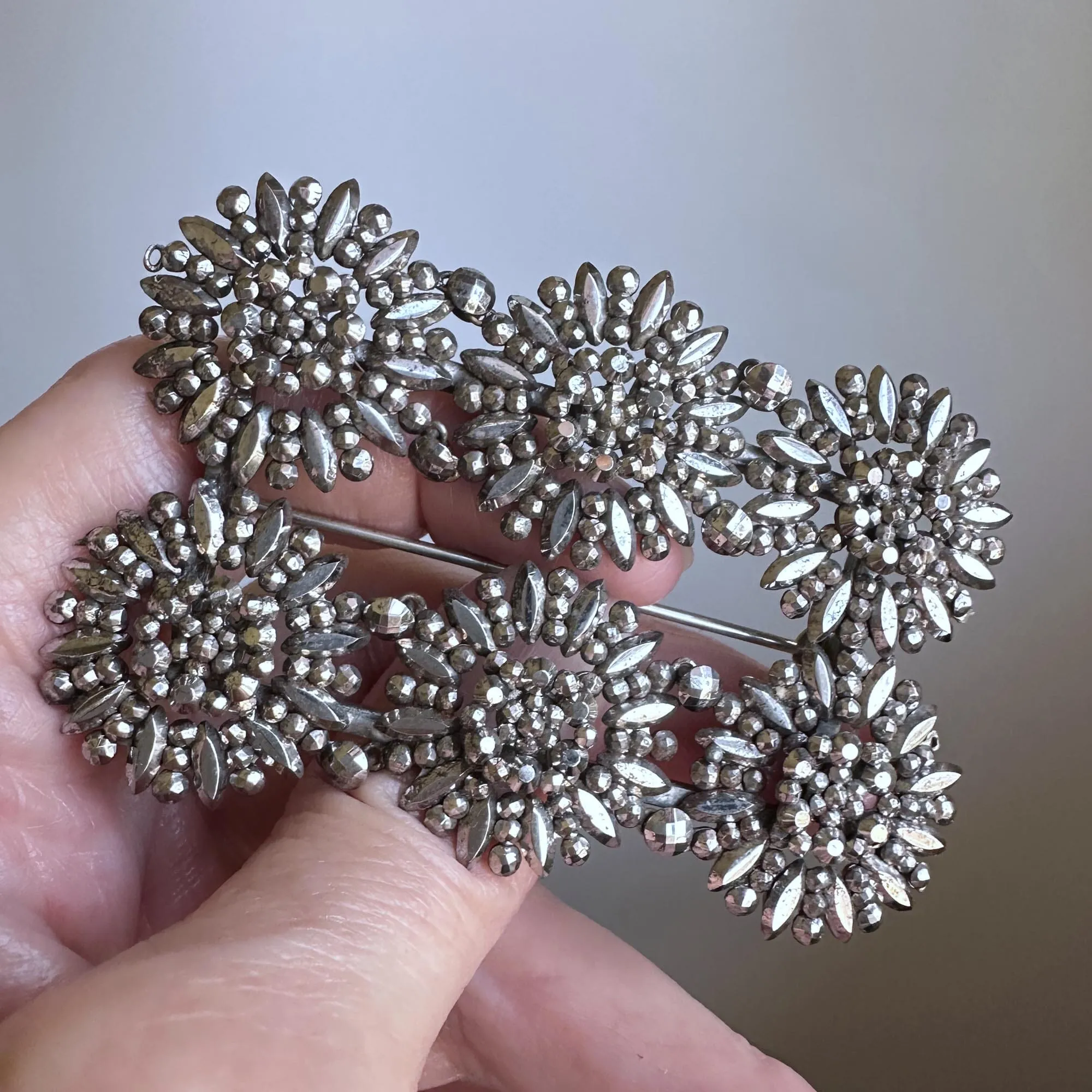 Antique Georgian Starburst Cut Steel Brooch