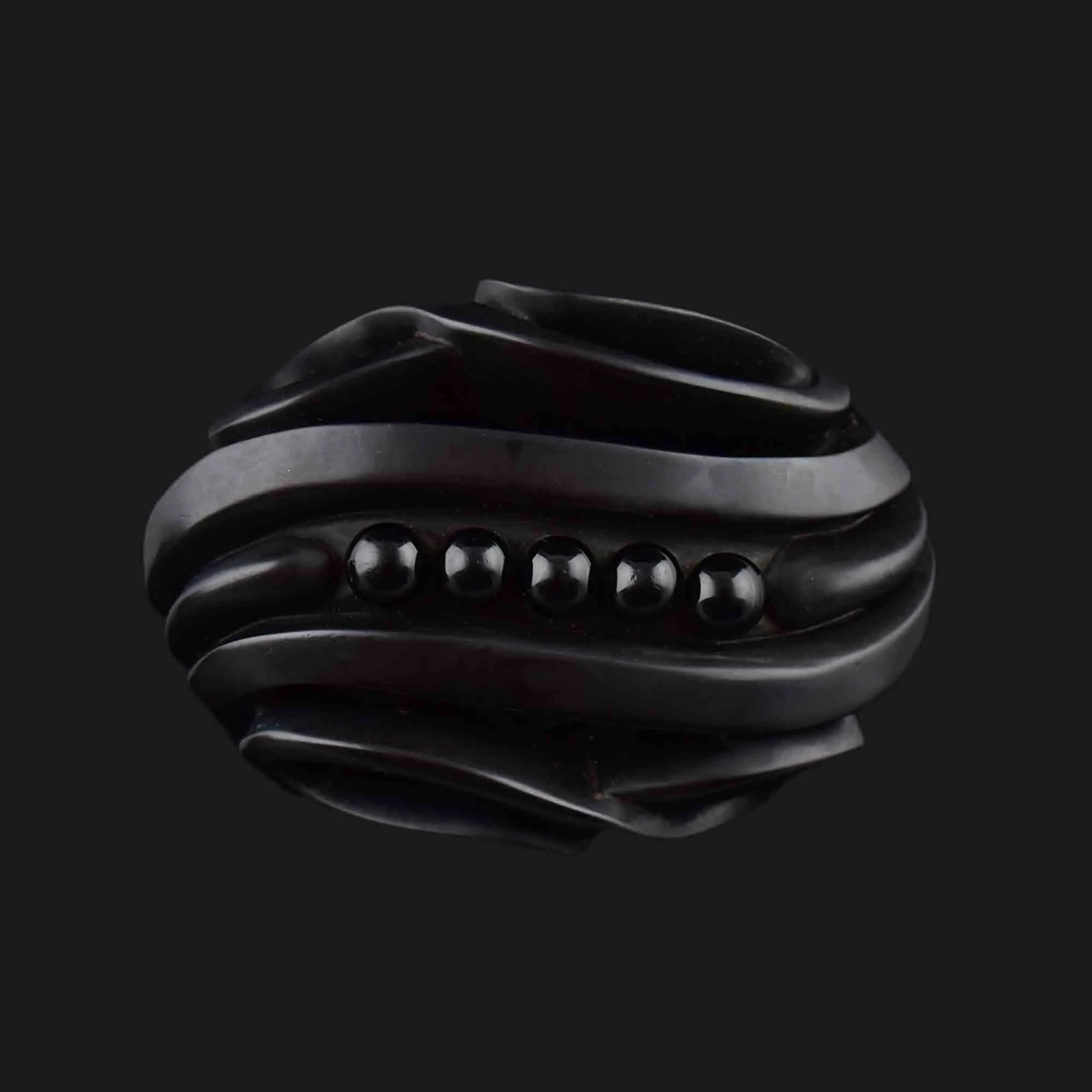 Antique Victorian Carved Whitby Jet Mourning Brooch