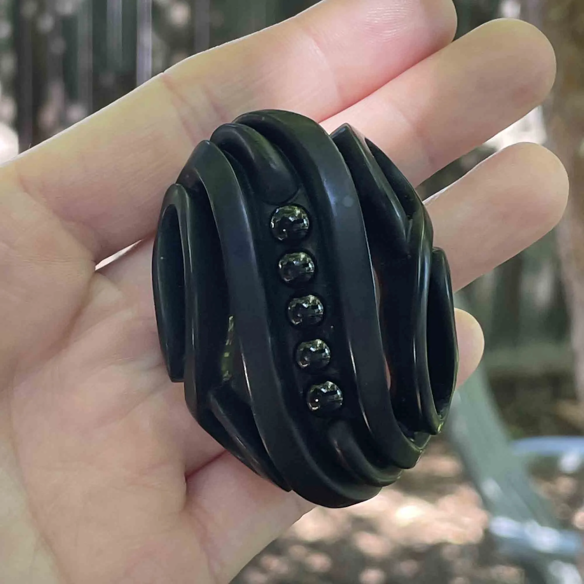 Antique Victorian Carved Whitby Jet Mourning Brooch