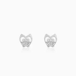 Anushka Sharma Silver Sparkling Owl Earrings