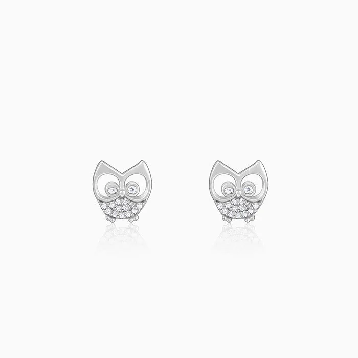 Anushka Sharma Silver Sparkling Owl Earrings
