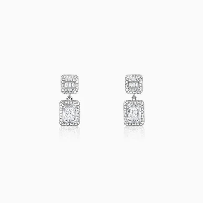 Anushka Sharma Silver Zircon Bold Baguette Earrings