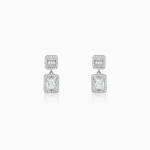 Anushka Sharma Silver Zircon Bold Baguette Earrings