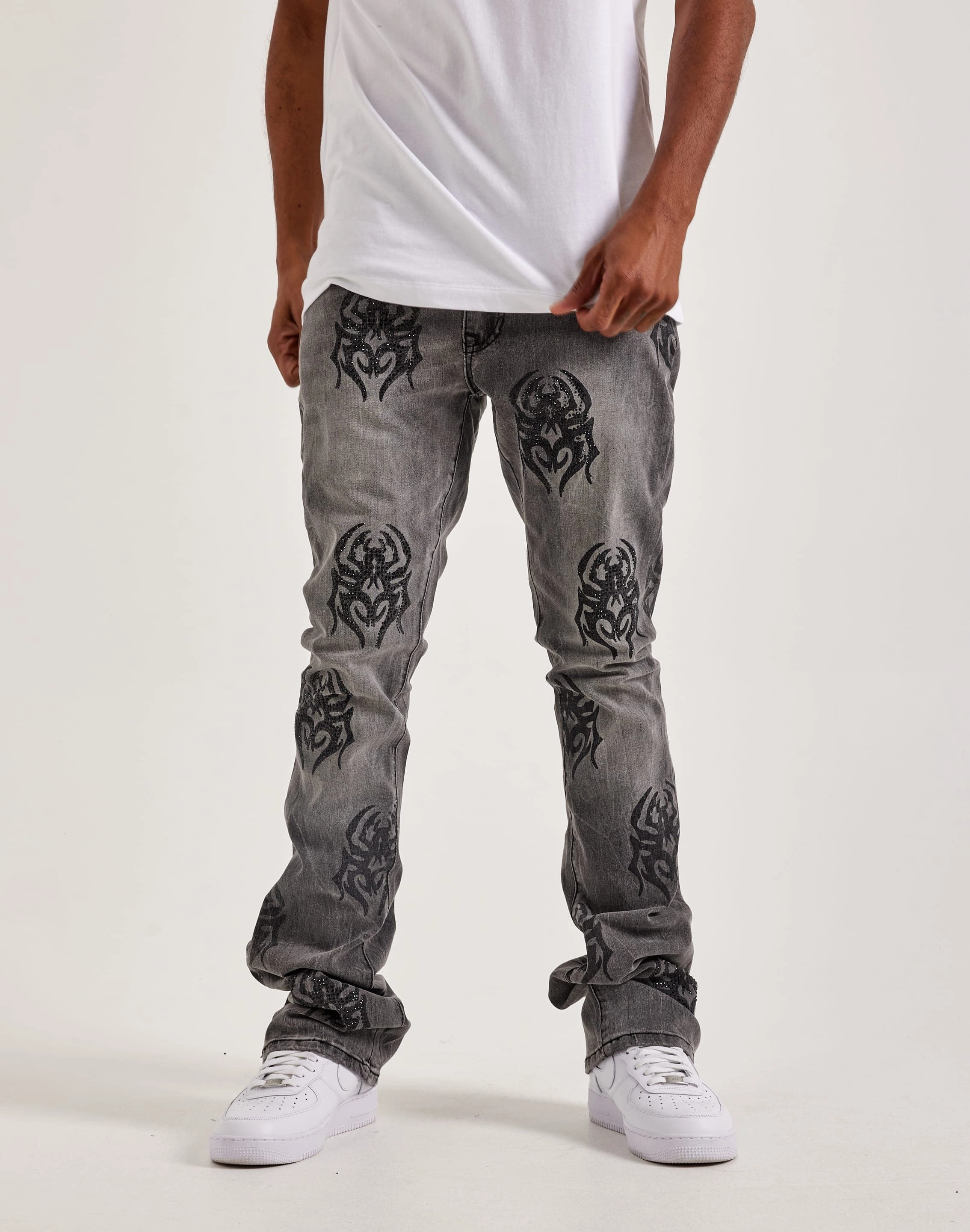 Athleisure fashion Smoke Rise Rhinestone Spider Stacked Denim Jeans Retro fashion finds