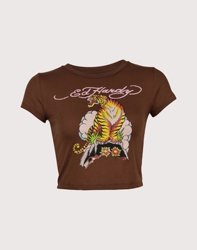 Beaded fashion items Ed Hardy Tiger Crop Tee Comfortable apparel