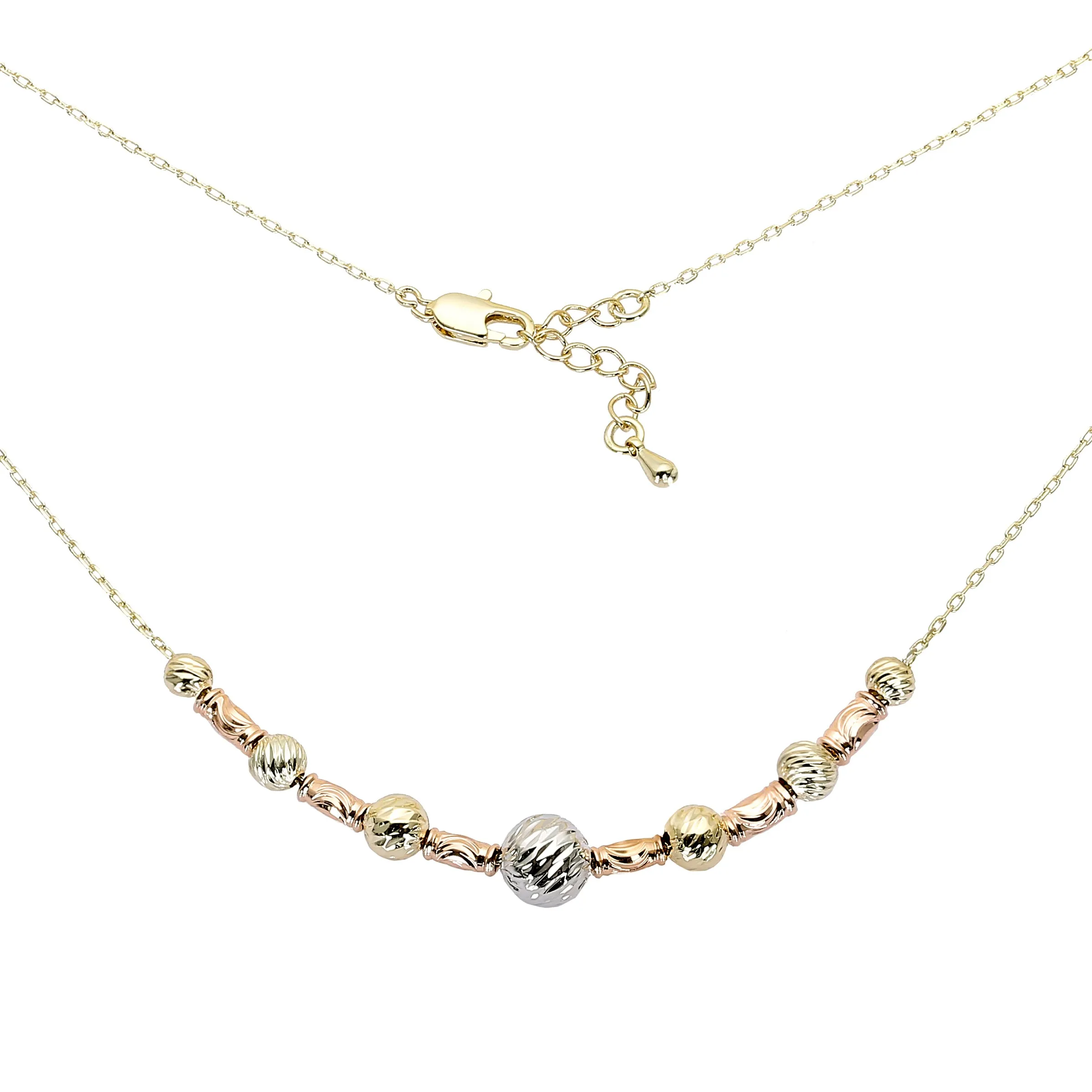 Beads 14K Gold three tone necklace