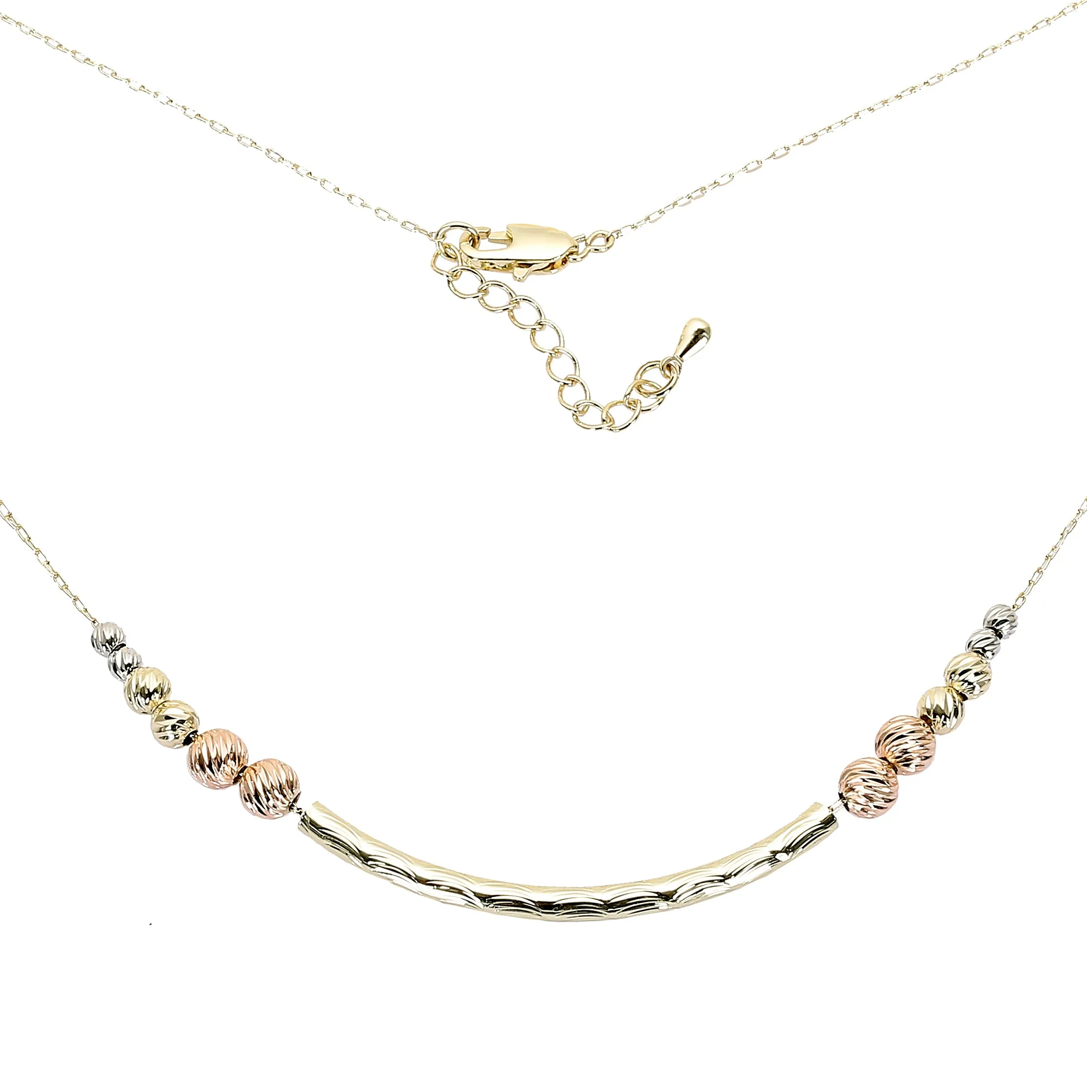 Beads 14K Gold three tone necklace