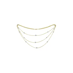 Beads long necklace plated in White Gold, 14K Gold, Rose Gold, two tone, three tone