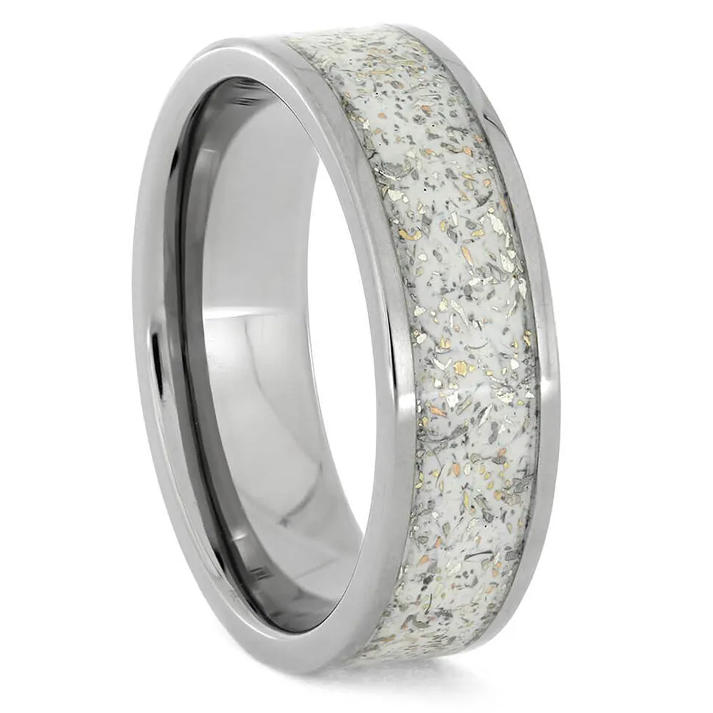 Black & White Stardust? Titanium Wedding Band Set