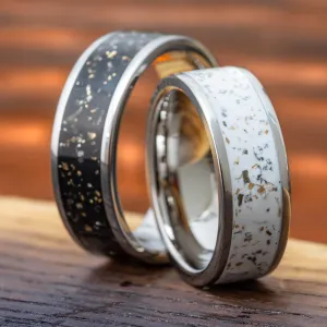 Black & White Stardust? Titanium Wedding Band Set