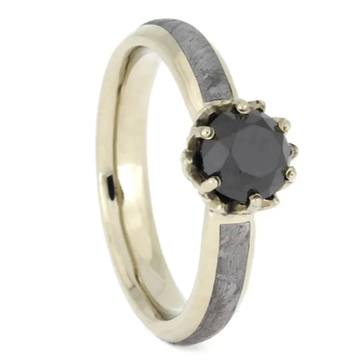 Black Diamond & Meteorite Wedding Ring Set