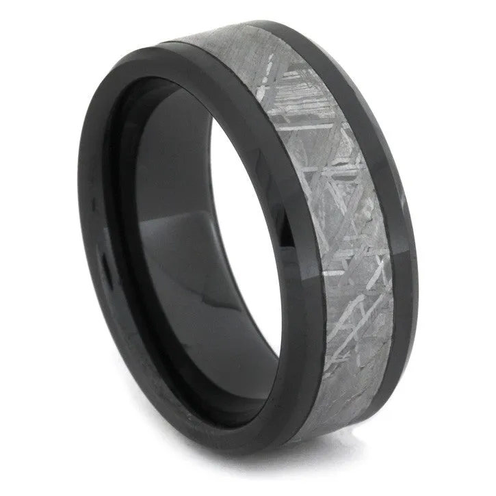 Black Diamond & Meteorite Wedding Ring Set