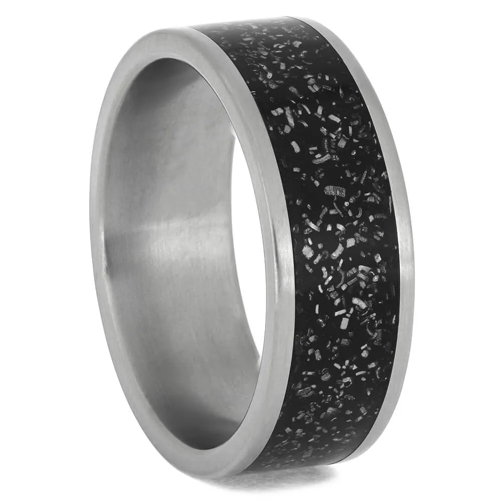 Black Stardust? Wedding Band Set, His And Hers Meteorite Rings