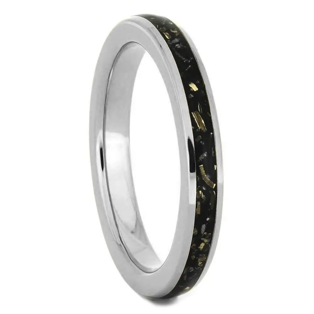 Black Stardust? Wedding Band Set, His And Hers Meteorite Rings