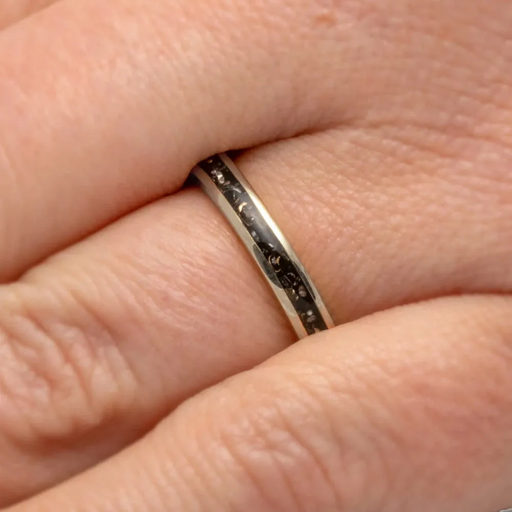 Black Stardust? Wedding Band Set, His And Hers Meteorite Rings