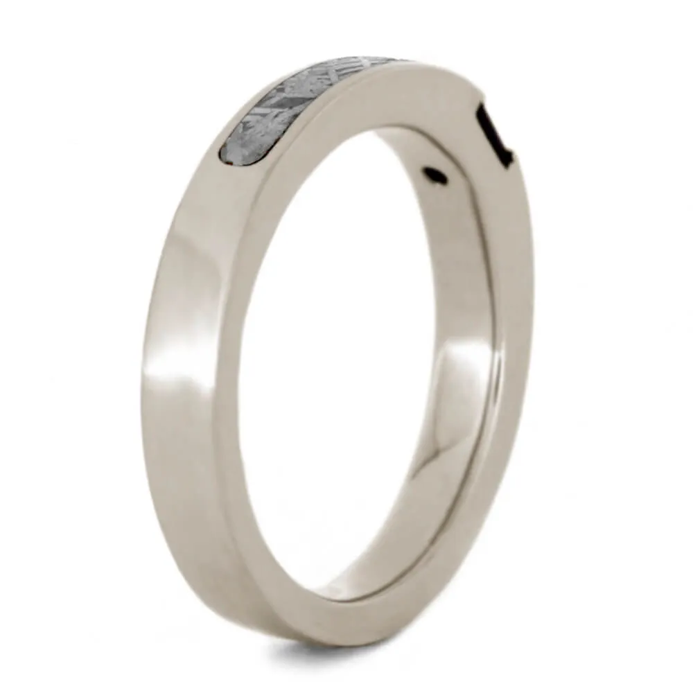 Blue Wedding Ring Set, Meteorite Rings with Blue Box Elder Burl Wood