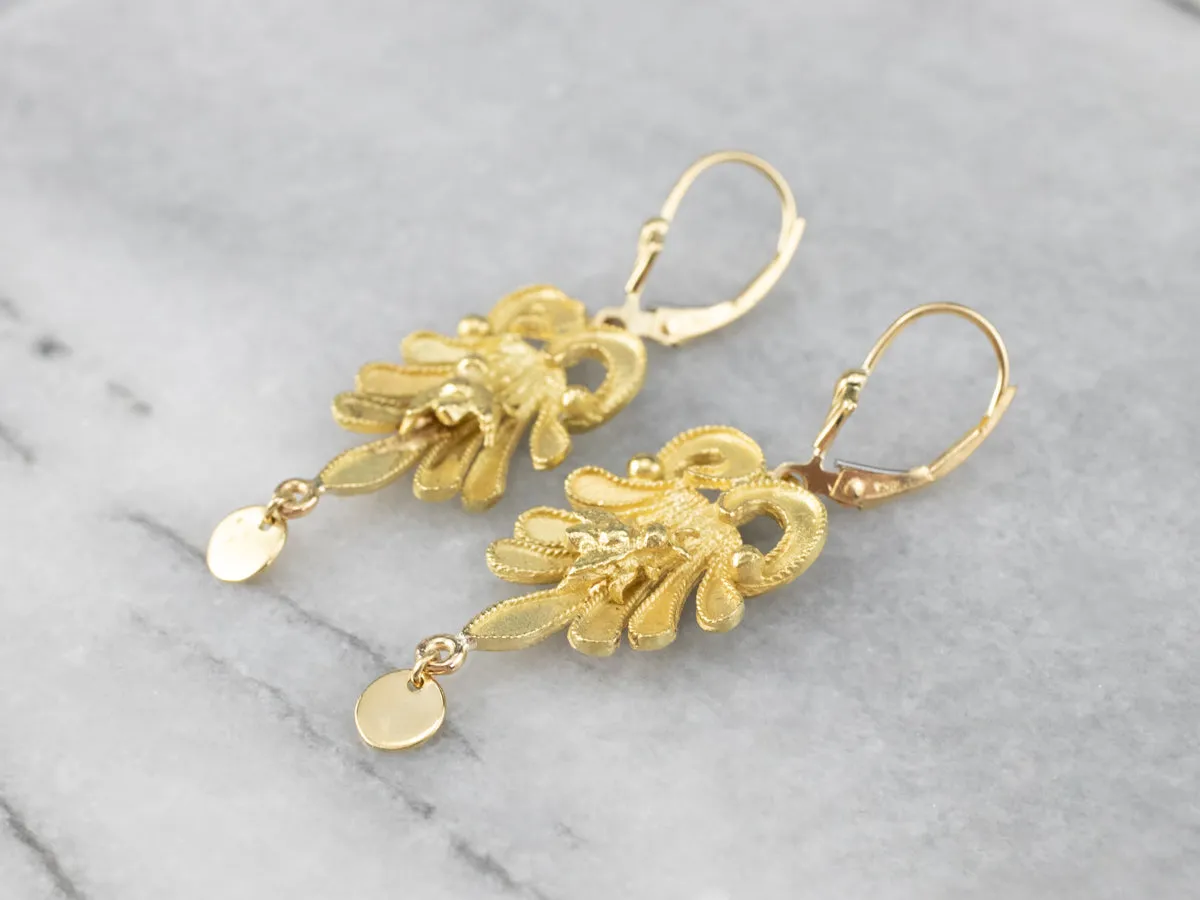 Botanical Bee Gold Drop Earrings