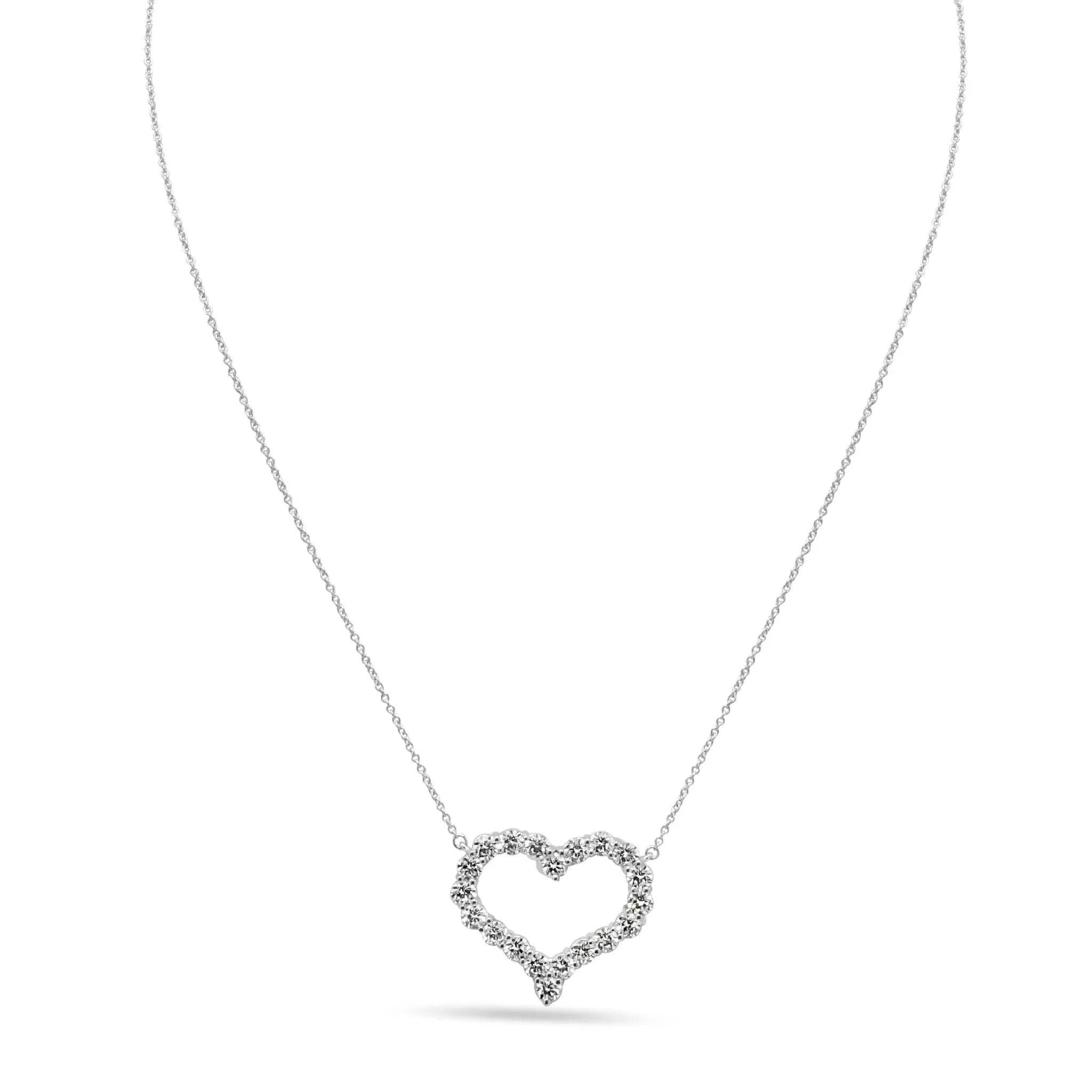 Brilliant Cut Diamond Set Tiffany Hearts Pendant Necklace - Large