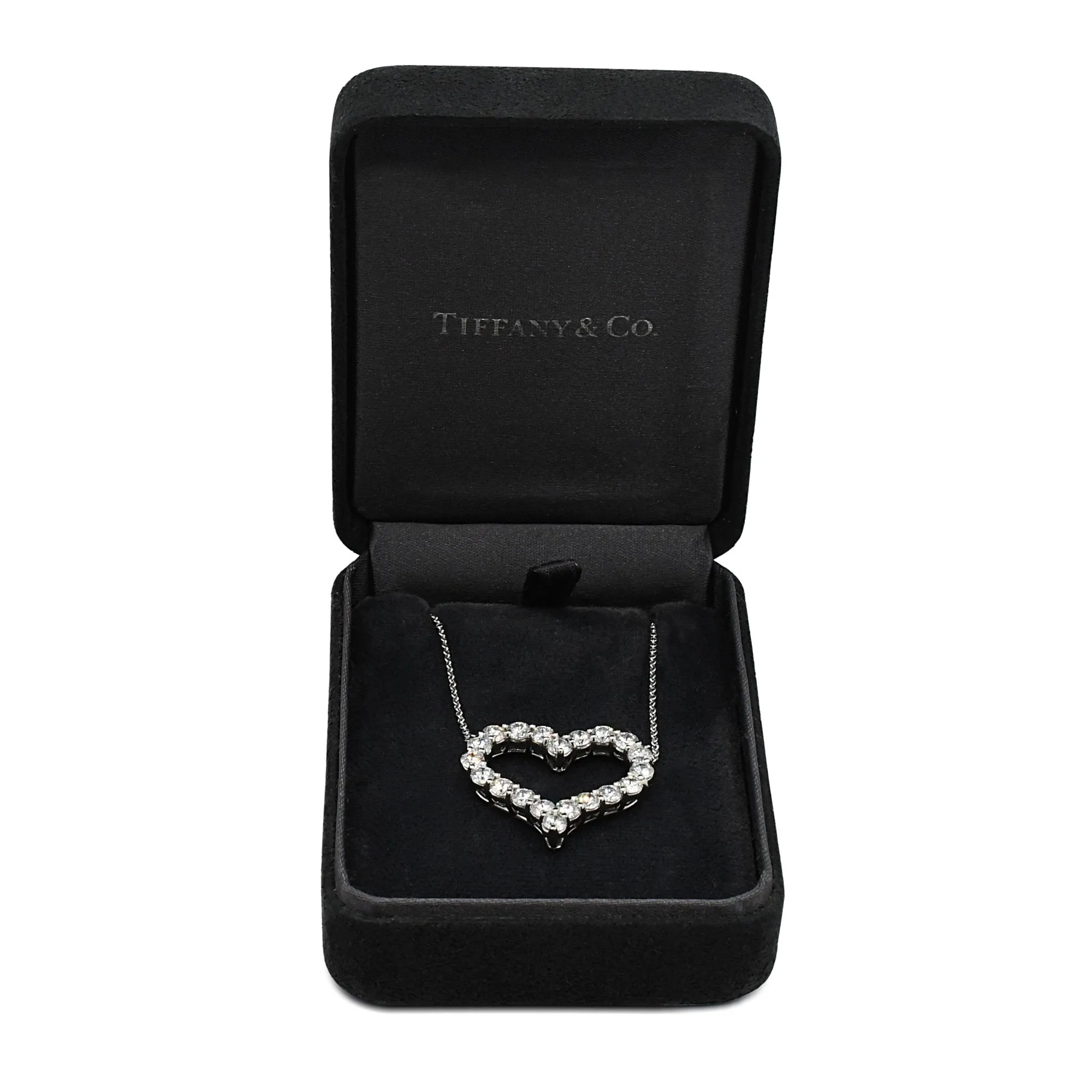 Brilliant Cut Diamond Set Tiffany Hearts Pendant Necklace - Large