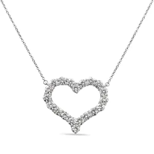 Brilliant Cut Diamond Set Tiffany Hearts Pendant Necklace - Large