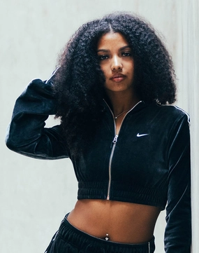 Business casual wear Nike Cropped Velour Full-Zip Top Affordable fashion