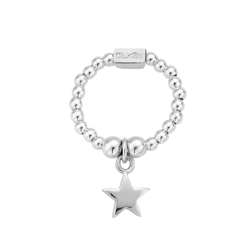 ChloBo Sterling Silver Mini Star Stretch Ring