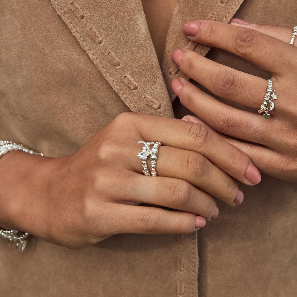 ChloBo Sterling Silver Moon And Sun Set Of 2 Rings