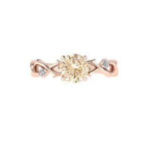 Citrine and and Diamond Twist Band Ring