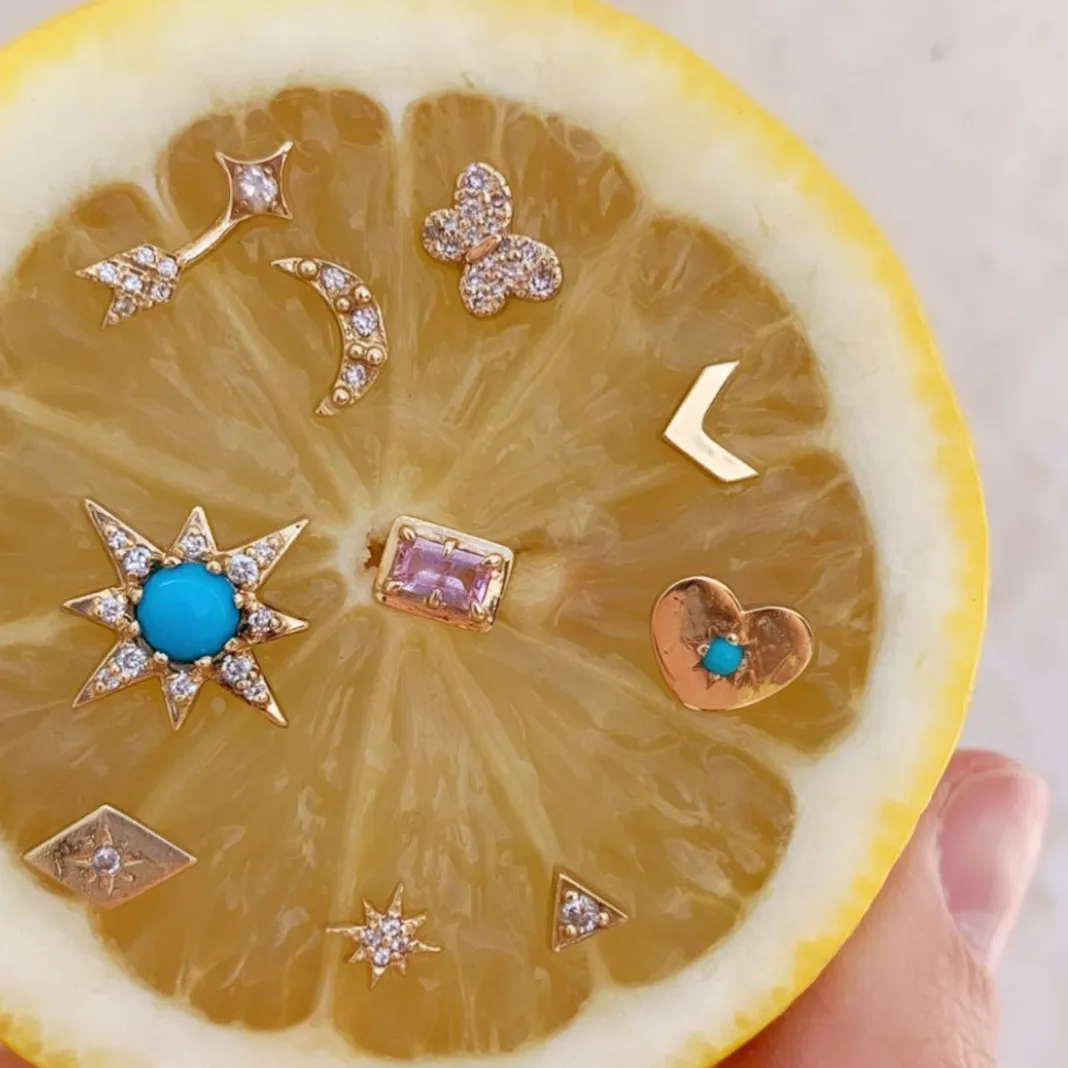 Cl??o Triangle Studs - Sapphires & Silver