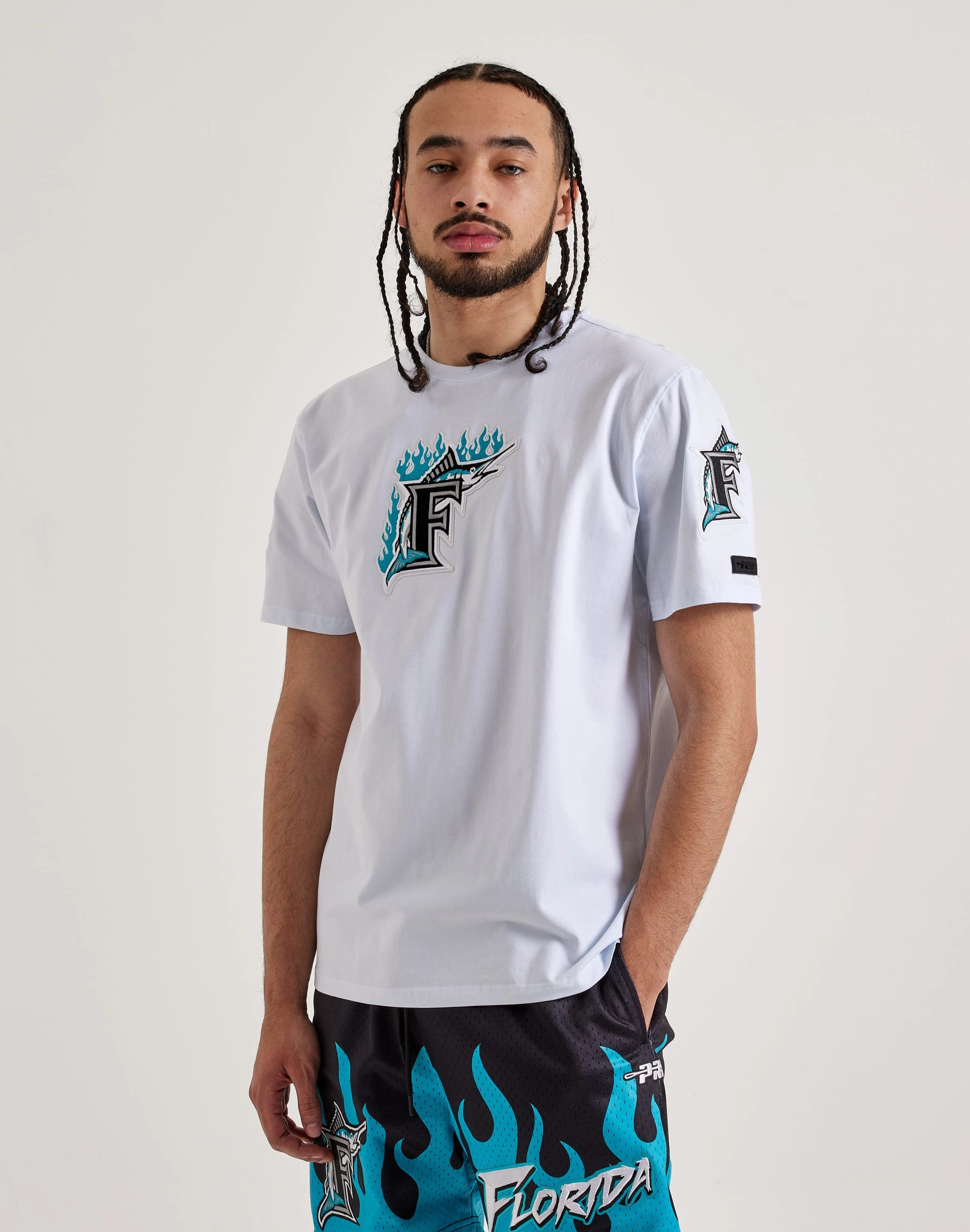 Comfortable apparel Pro Standard Florida Marlins Flame Tee Smart casual wear