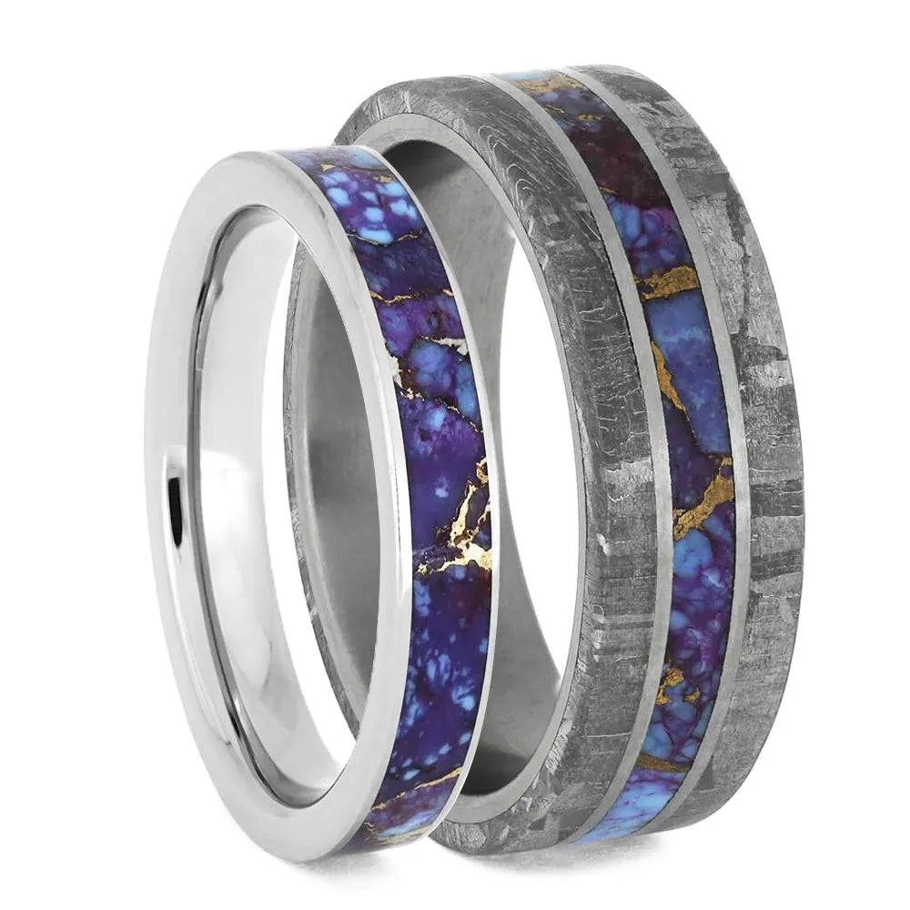 Coordinating Purple Rings With Turquoise & Meteorite