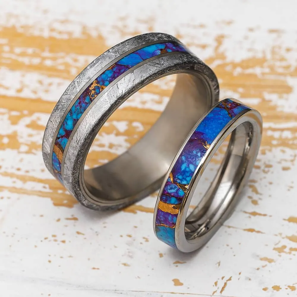 Coordinating Purple Rings With Turquoise & Meteorite