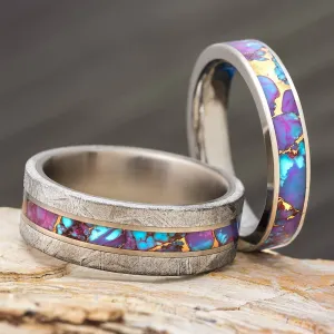Coordinating Purple Rings With Turquoise & Meteorite