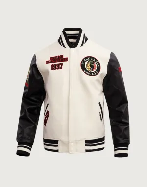 Cotton - made fashion Pro Standard Chicago Blackhawks Retro Classic Rib Wool Varsity Jacket Printed fashion