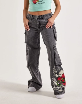 Cotton - made fashion Ed Hardy Sacred Heart Cargo Jeans Fashion bloggers' picks