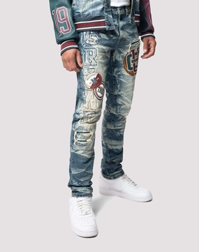 Cotton - made fashion Grindhouse Varsity Slim Fit Alley Blue Jeans Runway fashion