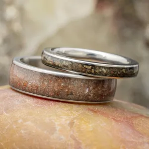 Crushed Dinosaur Bone His & Hers Matching Wedding Bands