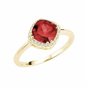 Cushion Ruby Gemstone Diamond Halo Ring