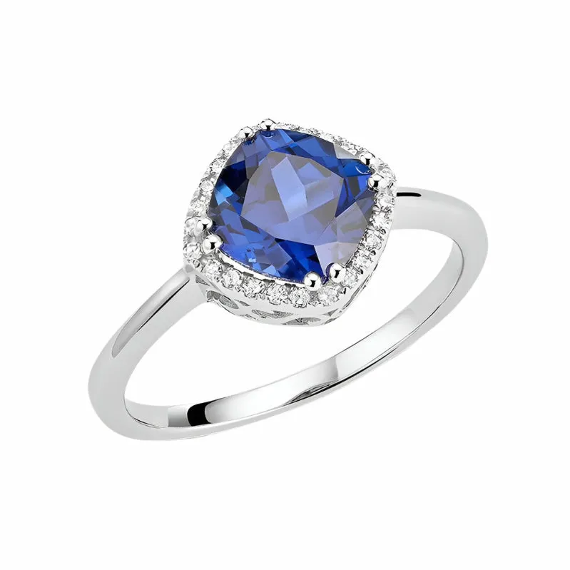 Cushion Ruby Gemstone Diamond Halo Ring