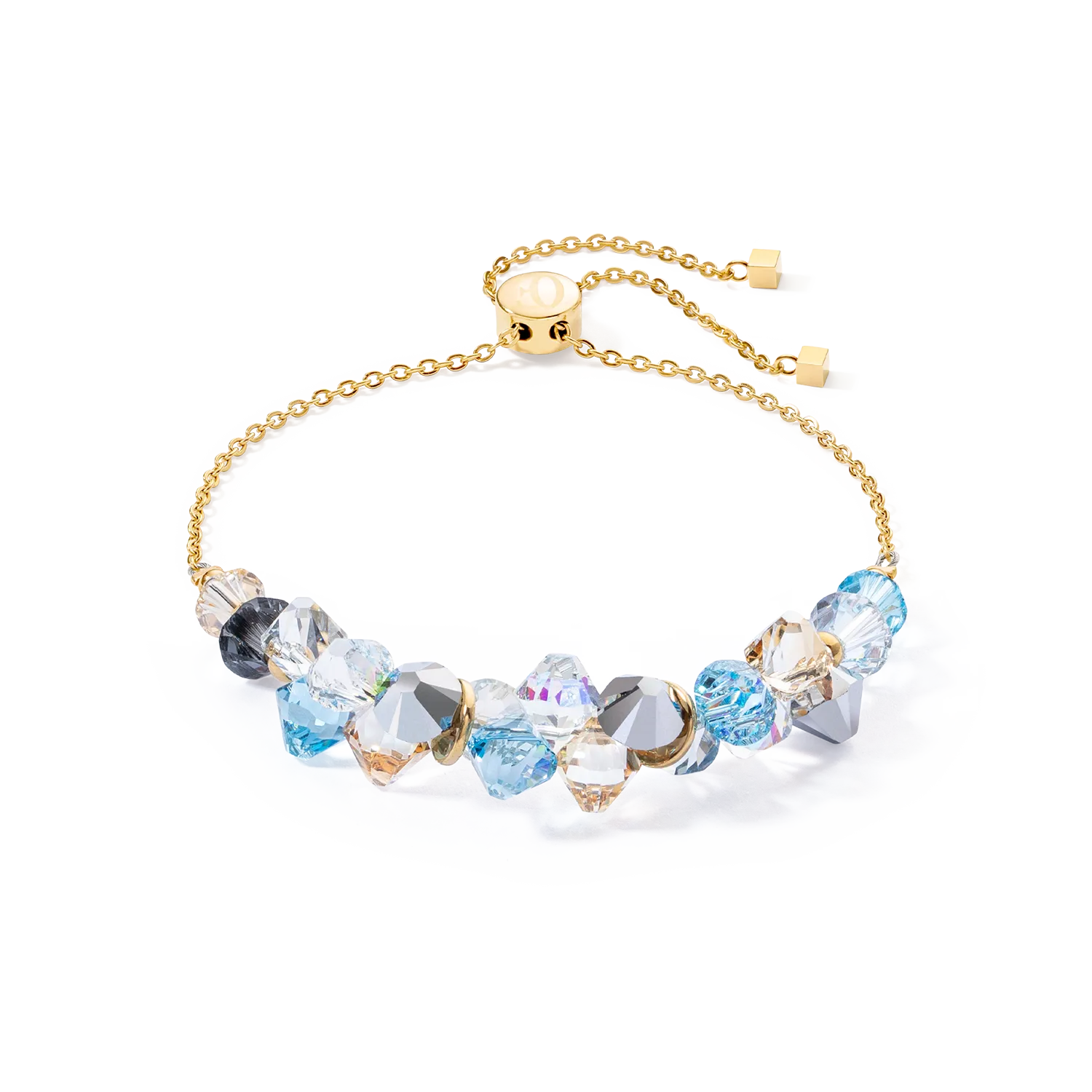 Dancing Crystals bracelet gold aqua