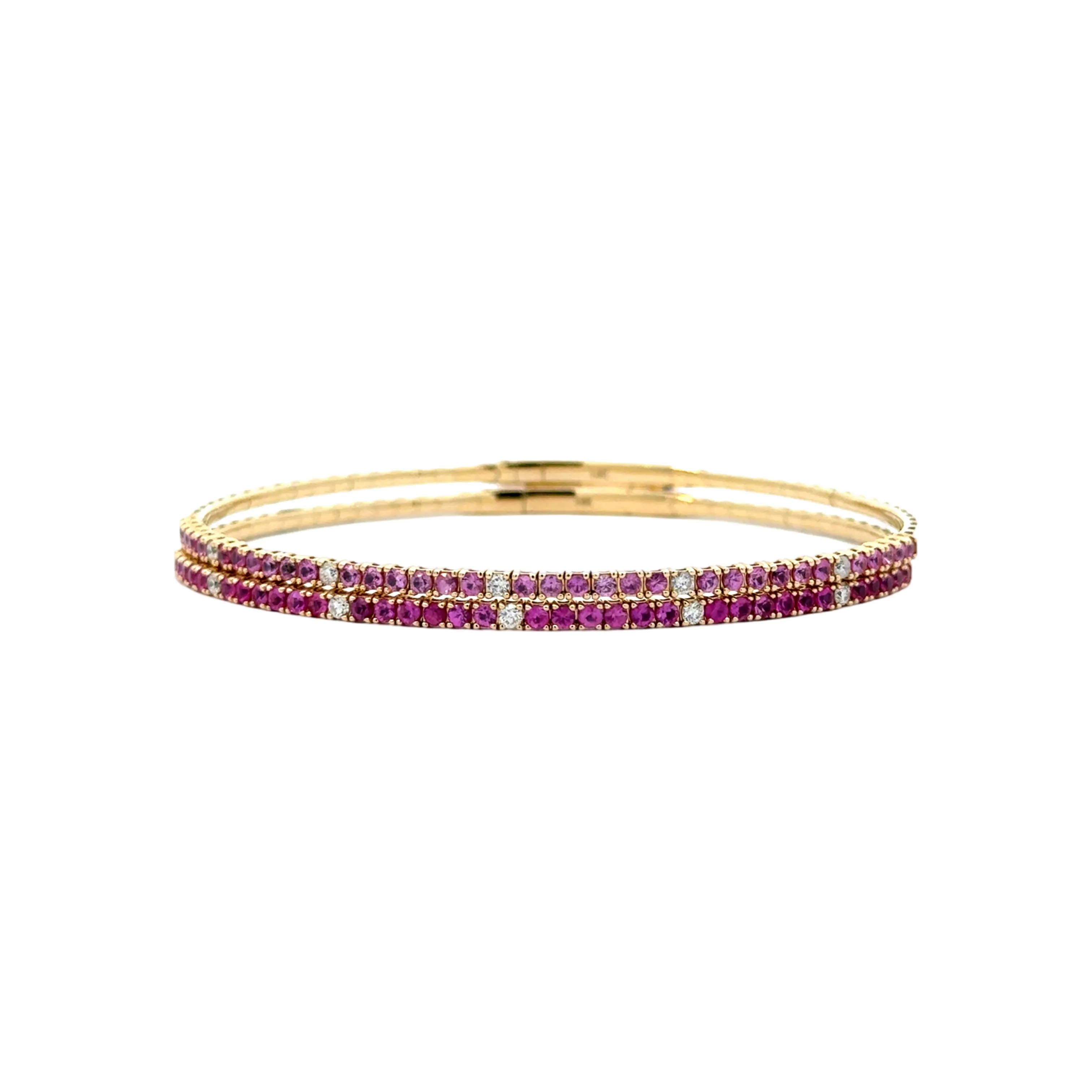 Dark Pink Sapphire & Diamond Flexi Bangle