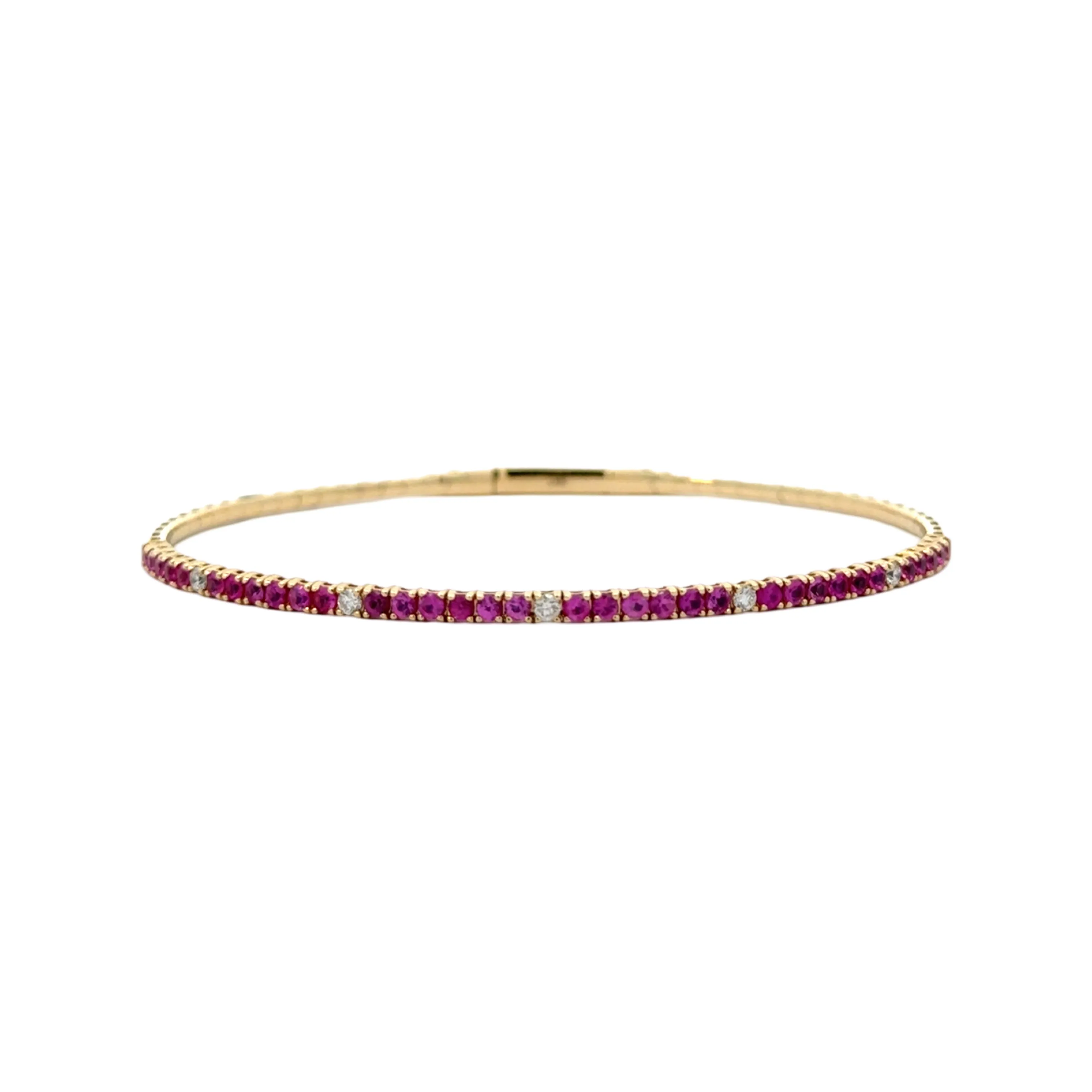 Dark Pink Sapphire & Diamond Flexi Bangle
