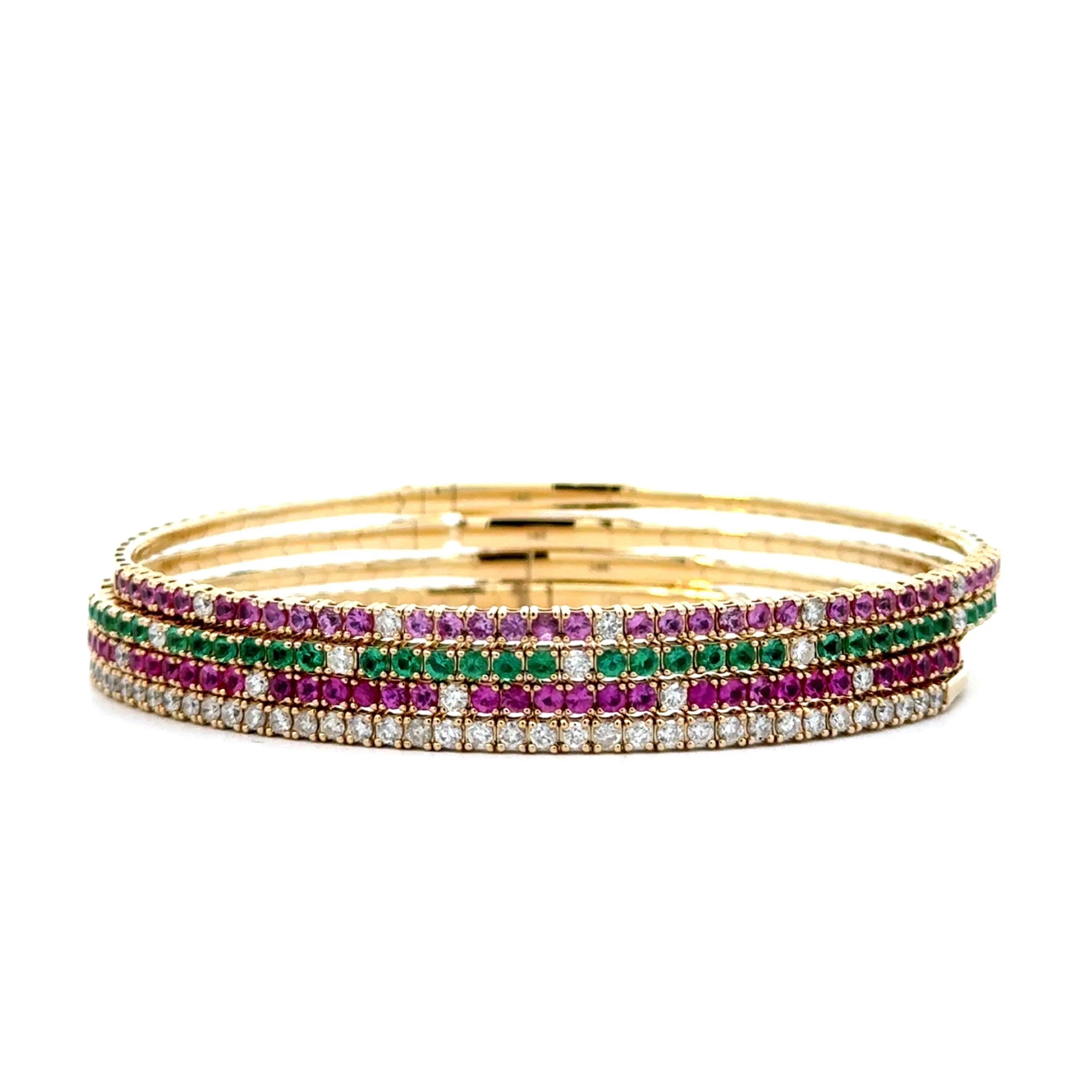 Dark Pink Sapphire & Diamond Flexi Bangle