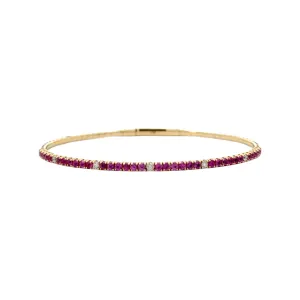 Dark Pink Sapphire & Diamond Flexi Bangle