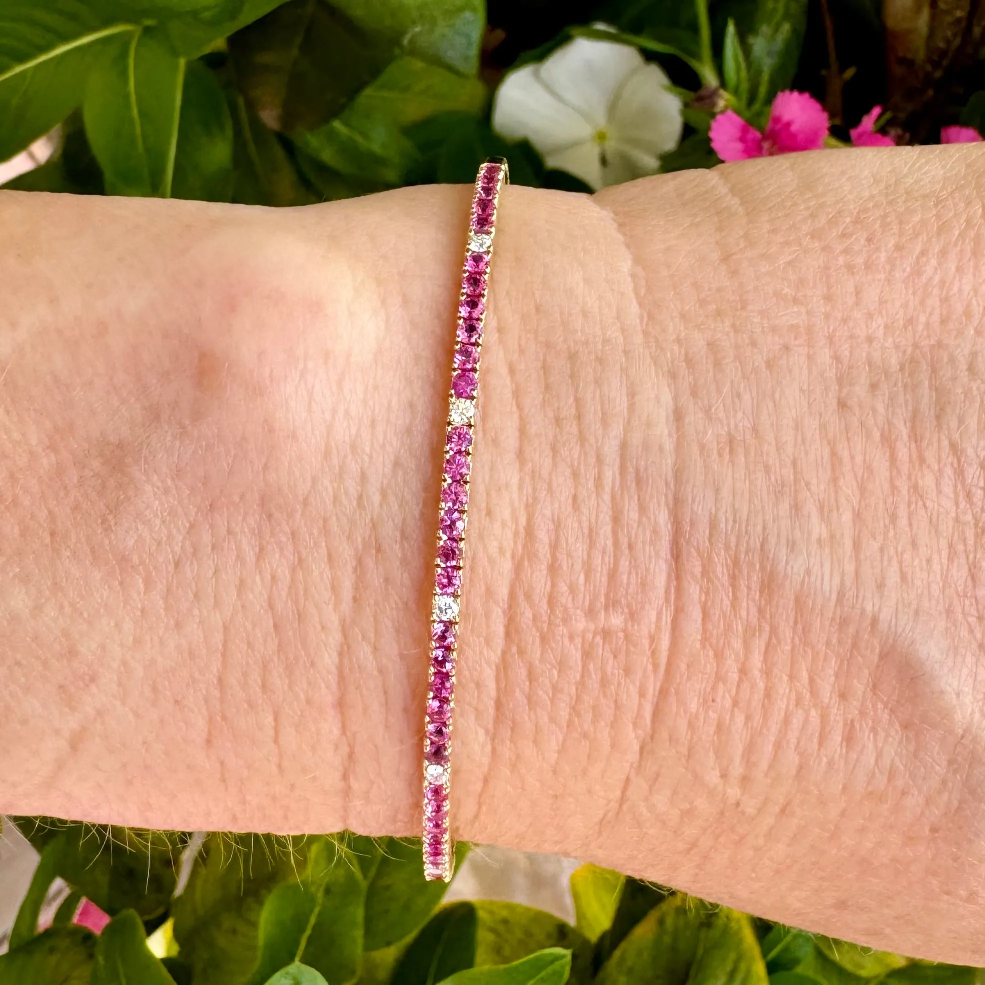 Dark Pink Sapphire & Diamond Flexi Bangle