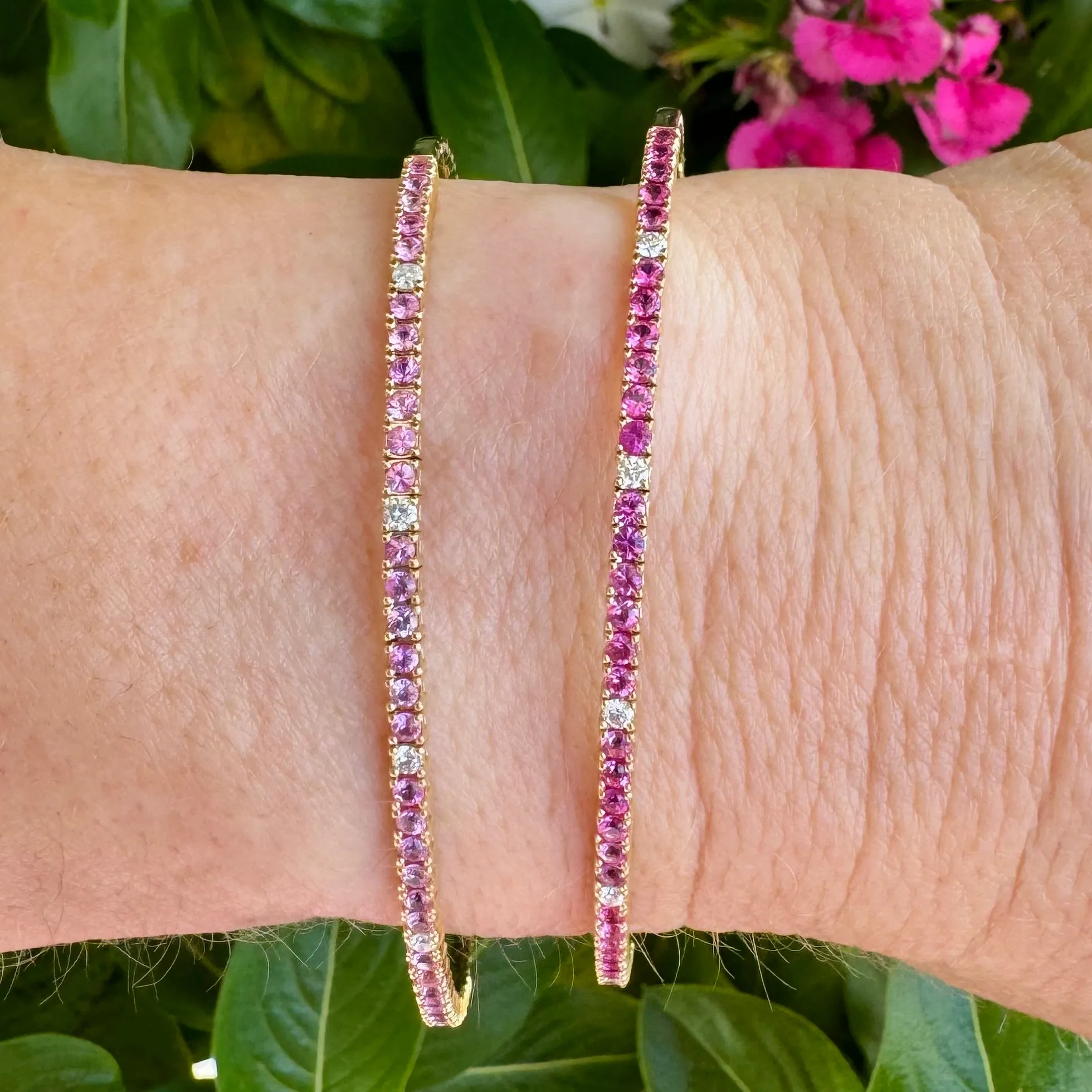 Dark Pink Sapphire & Diamond Flexi Bangle