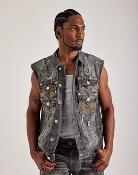 Denim - based fashion True Religion Bad Weather Stacked Pocket Vest Fashion trends