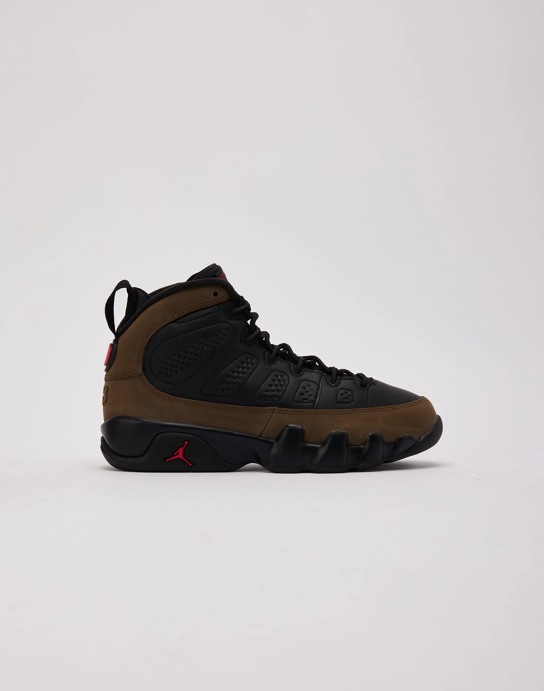 Denim products Jordan Air Jordan 9 Retro 'Olive' Grade-School Fashion photography