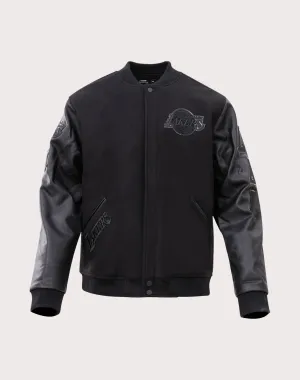 Designer fashion items Pro Standard Los Angeles Lakers Triple Black Varsity Jacket Fashion history